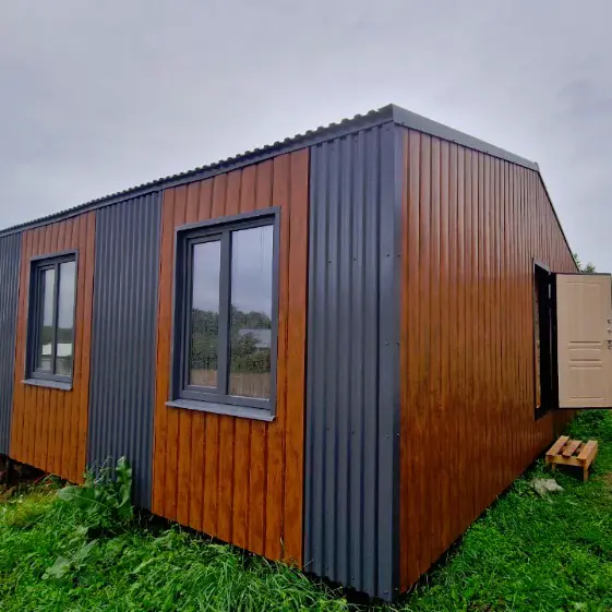 Металлосайдинг Евро-Брус под брус Кедр Темный 3D SteelArt