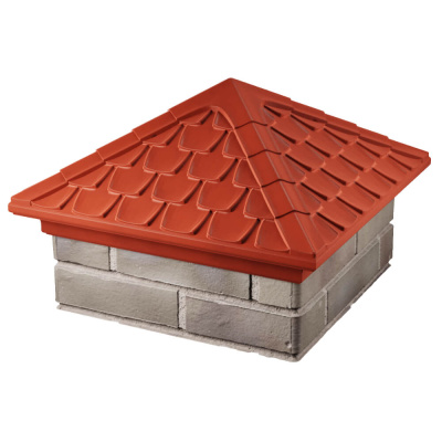 Колпак на столб забора ELBRUS Красный 1,5х1,5 кирпича Черепица фото 2