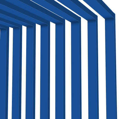 Декоративные рейки металлические RAL5005 Синий Сигнал на стенах и потолке в сборе